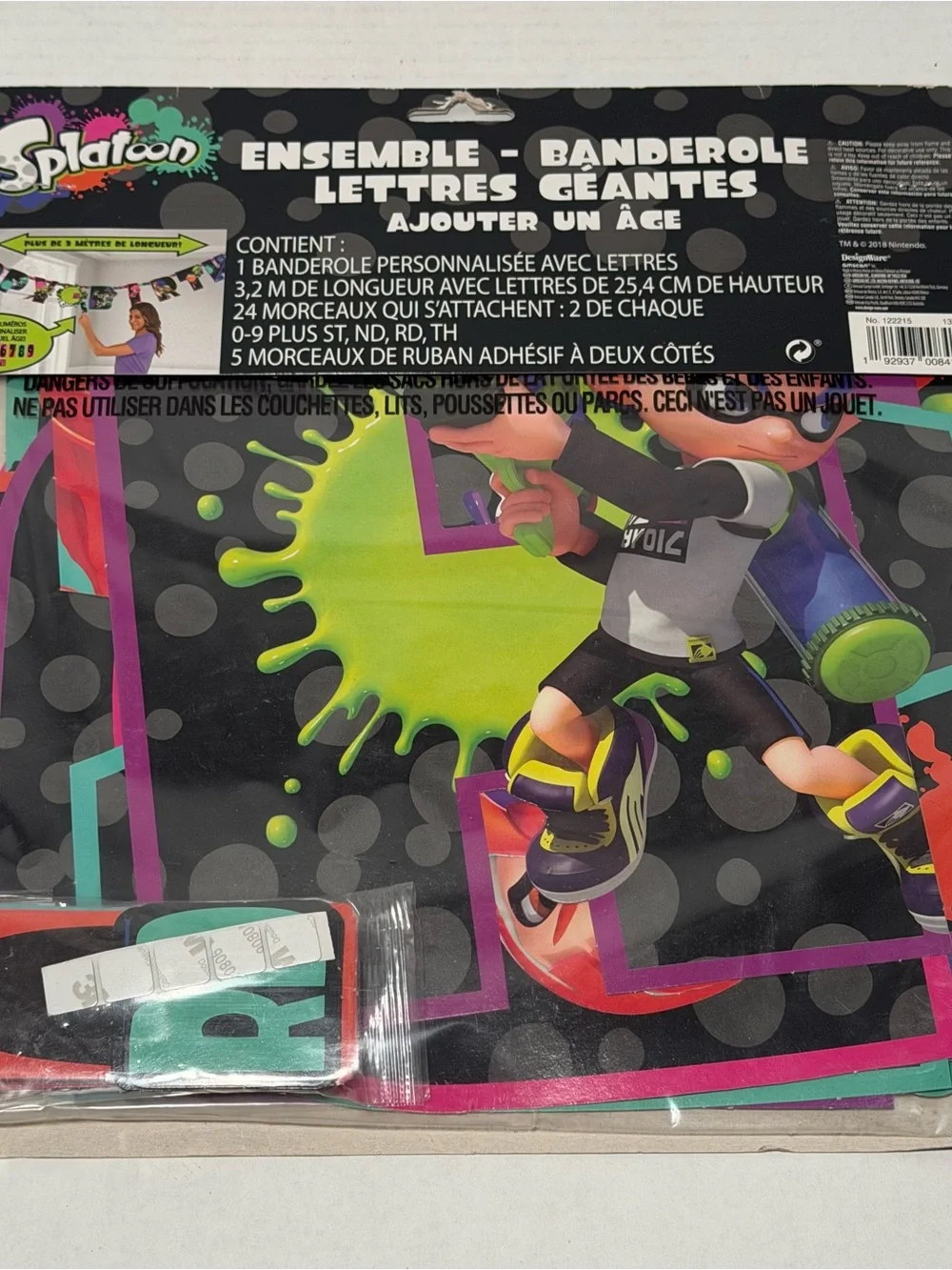 NEW Nintendo Splatoon Birthday Add An Age Hanging Jumbo Letter Banner Sealed